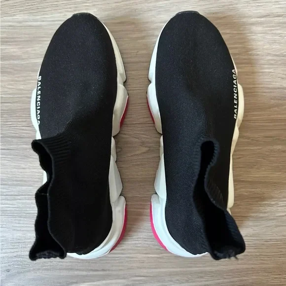 *AUTHENTIC* BALENCIAGA - Speed Knit Sneaker - Black/pink - Women’s US 6 / EU 36 - Picture 9 of 12